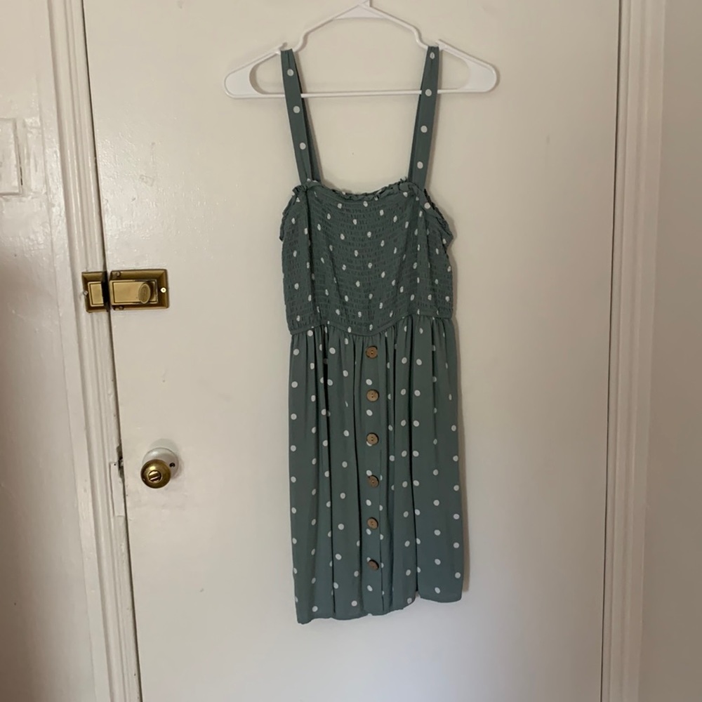 Green polka dot dress